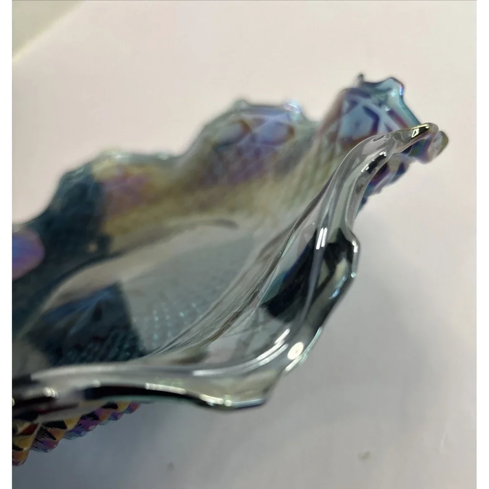 Vintage Blue/Purple Iridescent Carnival Glass 10